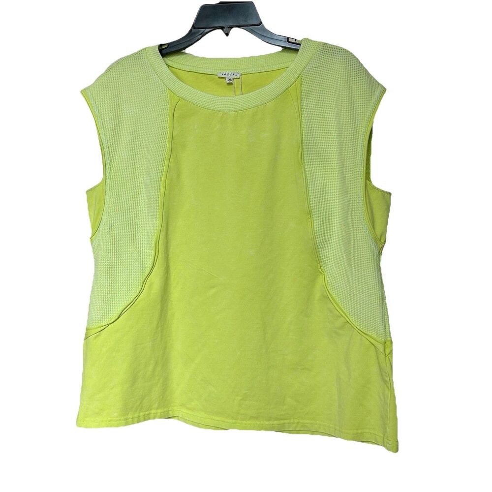 Jodifl Top Med Neon Lime Sleeveless Mixed Media 90s 80s Retro Athleisure Rave